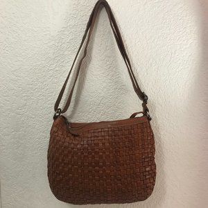 Vilanca Holland by Anthropologie Brown Woven Weave Leather Crossbody Bag 13x10